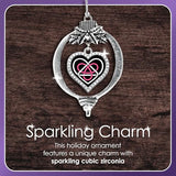 Inspired Silver - Mother and Daughter Bond - Silver Christmas Ornament - Open Heart Charm Christmas Tree Ornament with Cubic Zirconia - Holiday Hanging Decoration