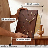Driini Clocks Mid Century Modern Wall Clock - Square Wood Clock with Decorative Gold Accent- Unique and Cool Clock, Battery Operated - MCM Decor & Decorative Wall Clock for Mid Century Modern Decor.