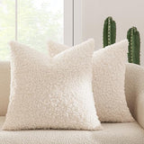 MIULEE Decorative Faux Fur Pillow Covers Sherpa 20x20 Neutral White