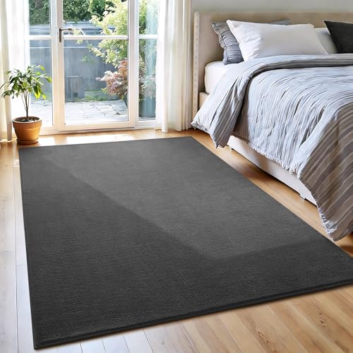 Vasofe Grey Rug for Bedroom Living Room, 4x6 Area Rugs, Modern Washable Rug