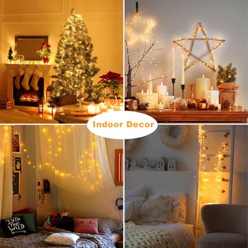 2 Pack Fairy Lights Battery Operated, Each 20Ft 60 LED Twinkle Lights with Remote Timer, Silver Wire Mini Fairy Lights for Bedroom Party Wedding Indoor Outdoor (Warm White)