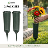 Evelots Cemetery Flower Vase with Sturdy Spikes/Stakes 2 Pack Outdoor Artificial or Fresh Flower Holder Grave Decoration