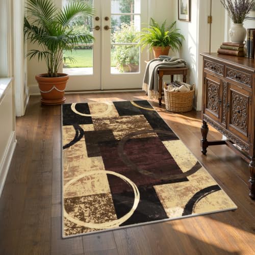 3x5 Washable Modern Abstract Area Rug Non-Slip Entryway Rug