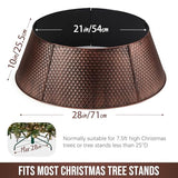 Hatisan Metal Christmas Tree Collar Basket Skirt, 28''Christmas Tree Ring Waterproof Base for Christmas Decorations Indoor Outdoor (Bronze)