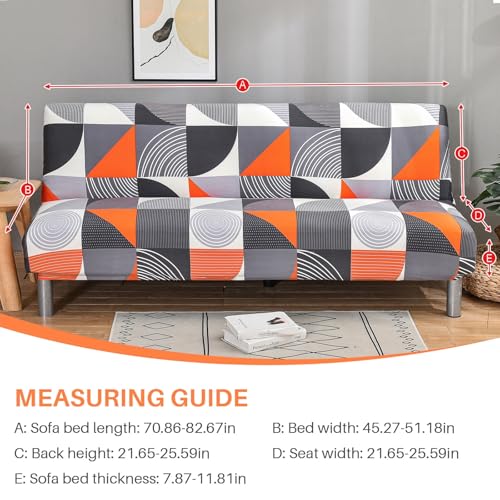 Armless Futon Sofa Bed Cover,Stretch Sofa Couch Slipcovers Without Armrests,Printed Furniture Protector Cover,9 Colors