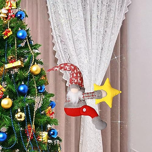 Christmas Tree Topper Gnomes Decorations,22 Inch Handmade with Lighted Star | Gnome Tree Topper Remote Control Lighted Star Lighted Multi-use Xmas Ornament for Home Wine Bottle, Curtain, handrail