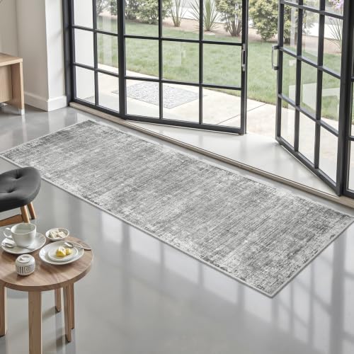 Runner Rug 2x5 Washable Runners for Hallways, Kitchen Runner Grey