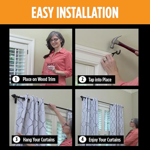 Spark Innovators Tap Curtain Rod Bracket, Bronze, Set of 2 – No Drill Curtain Rod Brackets, Damage-Free, Easy to Install | Fits 1.25" Rods, Holds up to 30 lbs, As Seen on TV – Great Gift Idea for Moms