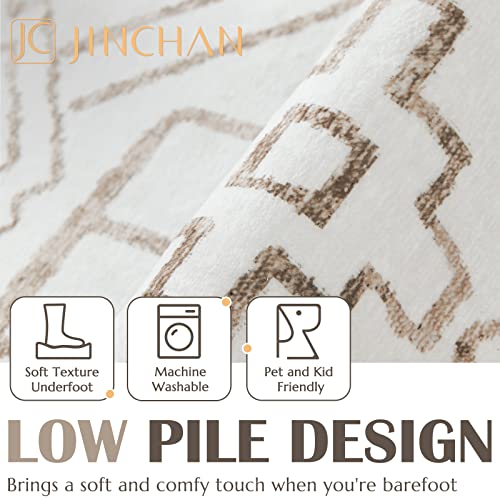 jinchan Runner Rug 3x8 Moroccan Modern Hallway Area Rug, Taupe
