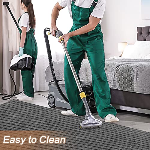 2' x 6' Runner Rugs with Rubber Backing, Indoor Outdoor Utility Carpet Runner Rugs, Stripe Gray, Can Be Used as Aisle for The RV and Boat, Laundry Room and Balcony