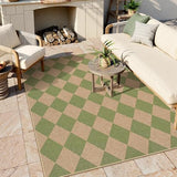 Lahome Checkered Easy Jute 5x7 Area Rug, Outdoor Patio Rugs Washable Green