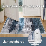 Modern Abstract 2x5 Runner Rug, Washable Non-Slip Hallway Rug Navy