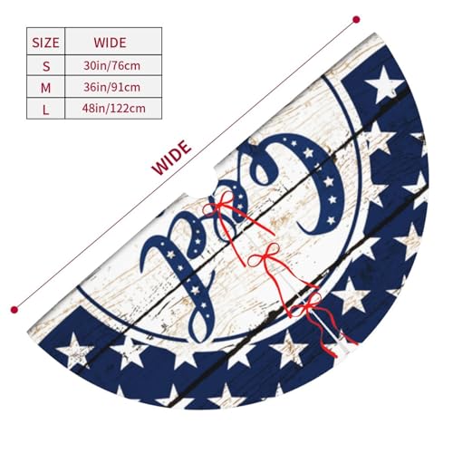 Patriotic God Bless America July 4th American Flag 36 Inch Christmas Tree Skirt Carpet Mat Funny Party Decor Supplies for Xmas Halloween Decorations Occasion