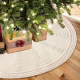 EIMMBD Christmas Tree Skirt, 48 inches Cable Knit Knitted Thick Rustic Christmas Tree Decoration for Xmas Indoor Home Holiday (Cream)