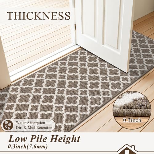 Washable Hallway Runner Rug 2x6', Non-Slip Kitchen Runner Brown