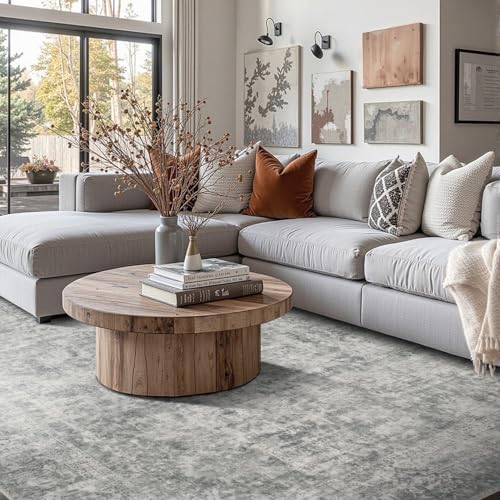 Grey 8x10 Area Rugs for Living Room Bedroom Large Washable Rug