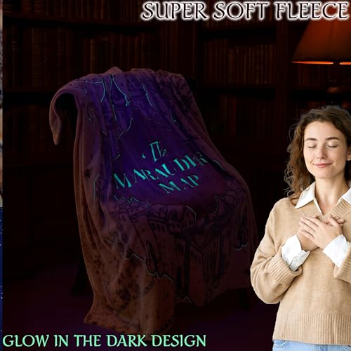 Harry Potter Gifts Glow in the Dark Blanket 51x59” for Kids Teens Adults, Soft Fleece Throw Blanket for Sofa, Bed, Warm Lightweight Cozy Gifts