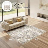 Area Rugs for Living Room: 5x7 Abstract Washable Rug Modern Neutral Large Soft Stain Resistant Non-Slip Backing Machine Table for Bedroom Dining Room Indoor Home Office Carpet - Gold Brown