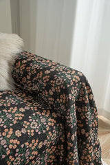 70x149 Bohemian Black Floral Sofa Slipcover with Handmade Tassels - Polyester/Linen/Cotton Blend, Multi-Size Furniture Protector