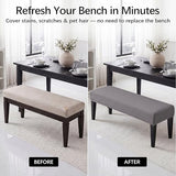 WOMACO Dining Bench Covers, Stretch Jacquard Removable Bench Slipcover, Dustproof Washable Seat Cushion Protector for Dining Room, Bedroom, Banquet (Dark Gray, Large)