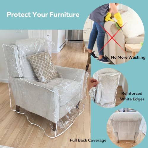 Evelots Clear Plastic Recliner Cover - Thick Heavy Duty Vinyl Armchair Cover for Protection Against Cat & Dog Clawing - Stain & Dust Protector - Waterproof Slipcover for Moving & Storage