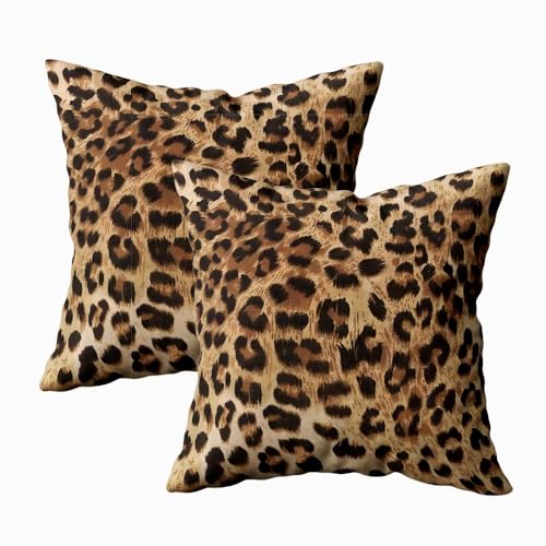 EMMTEEY Cheetah Print Pillow Covers, Western 18x18 Throw Pillow Cover Set of 2 Leopard Print Couch Pillow Cases Decorative Square Throw Pillows for Home Living Room Bedroom Bed Sofa Cushion Cover