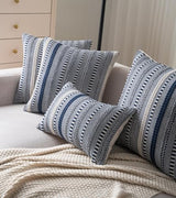 Cethom Boho Throw Pillow Covers 18x18 Inch Set of 2, Farmhouse Decorative Couch Pillow Cases, Navy Blue Accent Pillows of Bed, Sofa Bedroom Living Room Home Decor Cushion Cover