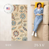 Maples Rugs Reggie Bohemian Floral Print Runner Rug, 2'6 x 6', Beige