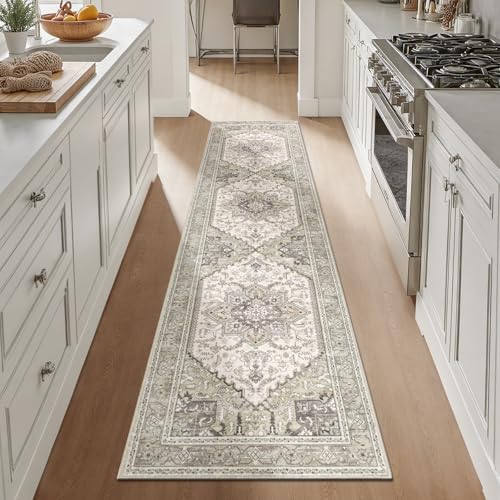 2x8 Boho Washable Kitchen Runner Rug with Non Slip Rubber Backing