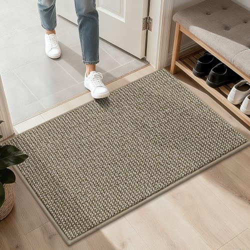 BEQHAUSE 2x3 Entryway Rug Indoor Door Mat Non-Slip Washable, Light Beige