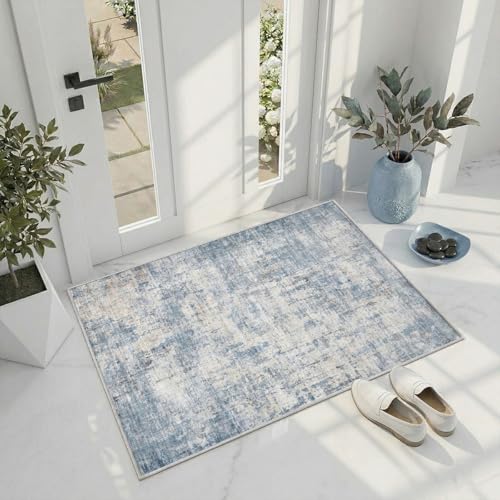 2x3 Area Rug Washable Abstract: Non Slip Throw Rugs for Entryway
