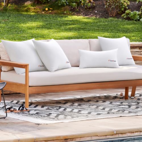 MIULEE Set of 4 Decorative Outdoor Pillows with Printed Pattern 18x18 Waterproof Throw Pillow Inserts with 90GSM Cover, Water Resistant Garden Cushion with Visible Print Design for Patio and Balcony
