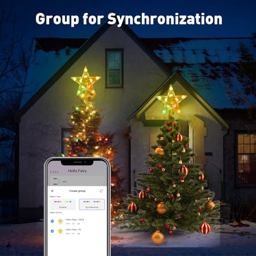 7.6" Christmas Tree Topper Star, RGB LED Lighted Star Tree Top w/Remote Control&APP, Scene Mode, DIY, Dimmable, Timer, Multicolour Lighted Treetop for Xmas Trees Holiday Party Gift Decorations
