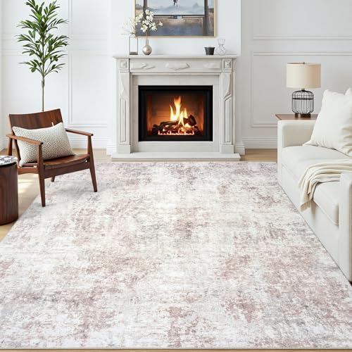 6x9 Area Rugs for Living Room Large Washable Abstract Rug Beige Grey
