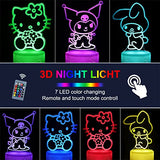 sunduck Pink Kitty Acrylic Night Light with Corded Control- Dreamy Girls Room Decor, Perfect Birthday/Christmas Gift for Kids, Unique Holiday Present (Kitty3PC)