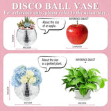 8 PCS Silver Disco Ball Vase,Glass Disco Ball Planter Candle Holder Vase Bulk Mirror Disco Ball Flower Vase for Wedding Centerpieces,Birthday,Office,Bedroom