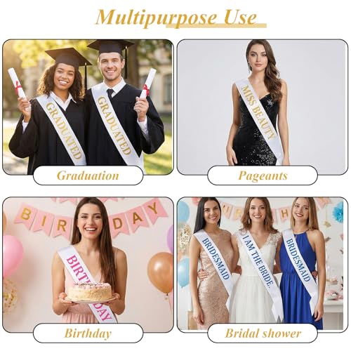 45 Pcs White Blank Satin Sashes Bulk, Plain Pageant Sashes for DIY Sublimation, Slogan Blessing Accessory Wedding Graduation Birthday Party Supplies, 31.5 x 3.7 Inch