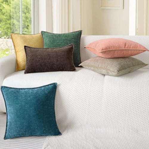 CaliTime Decorative Couch Throw Pillow Covers 18 X 18 Inches Ocean Blue