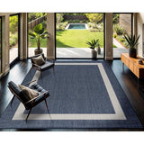CAMILSON Outdoor Rug 9x12, Large Modern Outside Rugs for Patios Porches Waterproof Durable Washable Non-Shedding, Easy-to-Clean Indoor Outdoor Area Carpet (9 x 12, Bordered - Blue/White)