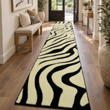 Zebra Hallway Runner Rug 2×10: Modern Washable Non Slip Kitchen Rug