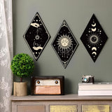 Sintuff 6 Pieces Gothic Wall Decor Boho Sun Moon Phases Wall Art Gothic Minimalist Stars Sun Hanging Wooden Home Decor Farmhouse Pediments for Gallery Living Bedroom Room(Boho)