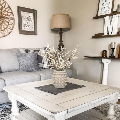 Rustic Farmhouse Vase, Boho Beige Vase for Pampas Grass Small Textured Knotted Vases for Flowers Decorative Cement Floral Vases for Home Decor, Living Room, Dining Table