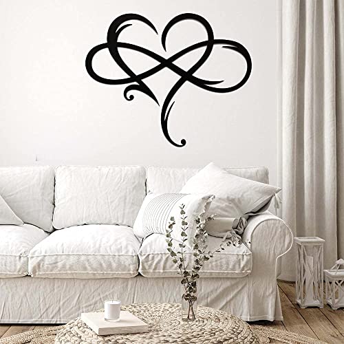 Infinity Heart Wall Decor, Unique Infinity Heart Metal Art Wall Decor Love Sign Steel Wall Plaques Bedroom Ornaments for Home Wedding Decor, Room Living Room Decoration (Black, 15.7x14inch)
