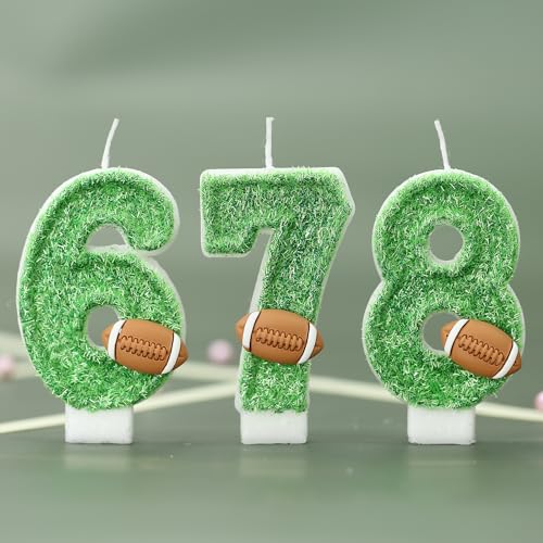 Football Birthday Number Candles for Cake Green Number 1 Candle 1st Football Cake Topper Cupcake Topper for Football Birthday Party Decorations Supplies Favors