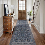 Tangsoo 2.6x8 Runner Rug for Hallway Non Slip,Washable Blue Long Runner Rug