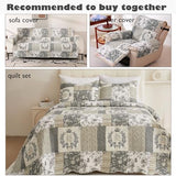 Skidproof Sofa Cover-Grey Bird Sofa Slipcover with Elastic Straps-Easy Fit Slip Cover-Washable Furniture Protector for Pets and Kids(Recliner,Grey)