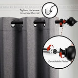 Deconovo Adjustable Curtain Rod for Windows, 3/4 Inch Diameter Heavy Duty Window Rod with Decorative Finials and Installation Hardware, 48"-84", Black, 1 Pack