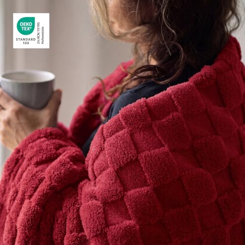 Bedsure Checkered Soft Cozy Twin XL Blanket for Bed, Red, 66"×90"