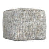SIMPLIHOME Nate Square Pouf - 18 inch Wide Upholstered Handwoven Cotton Ottoman in Grey Melange, Boho Footstool or Extra Seating for Living Room or Bedroom with Polystyrene EPS Beads, Assembled
