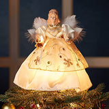 Kurt Adler 10-Light 9-Inch Ivory and Gold Angel Treetop